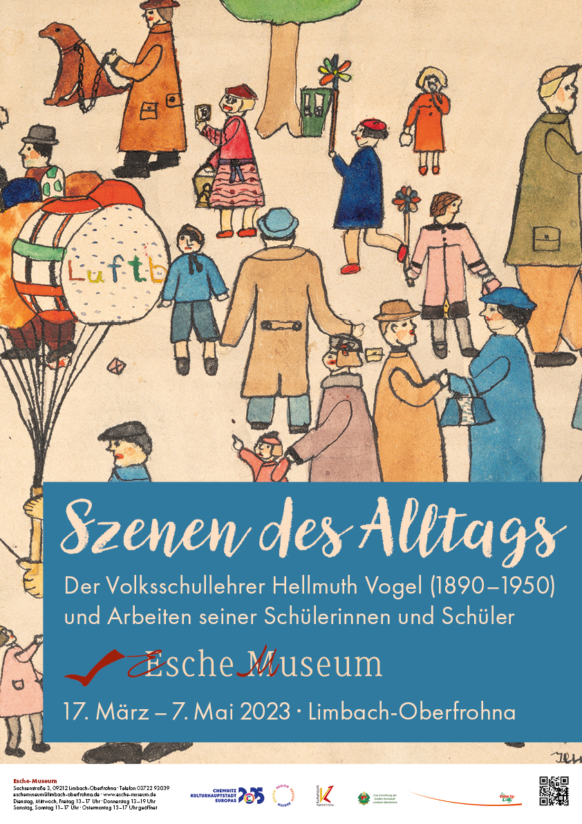 Plakat für Ausstellung Szenen des Alltags, der Lehrer Hellmuth Vogel